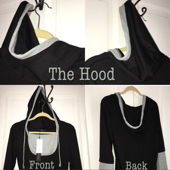 Black&Gray Pullover Drawstring Hoody - Picture 2 of 8